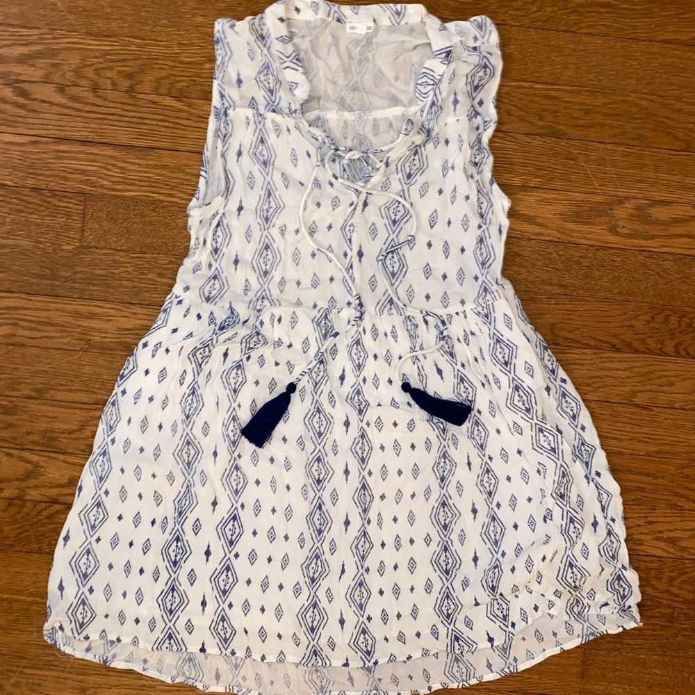 White and blue summer dress